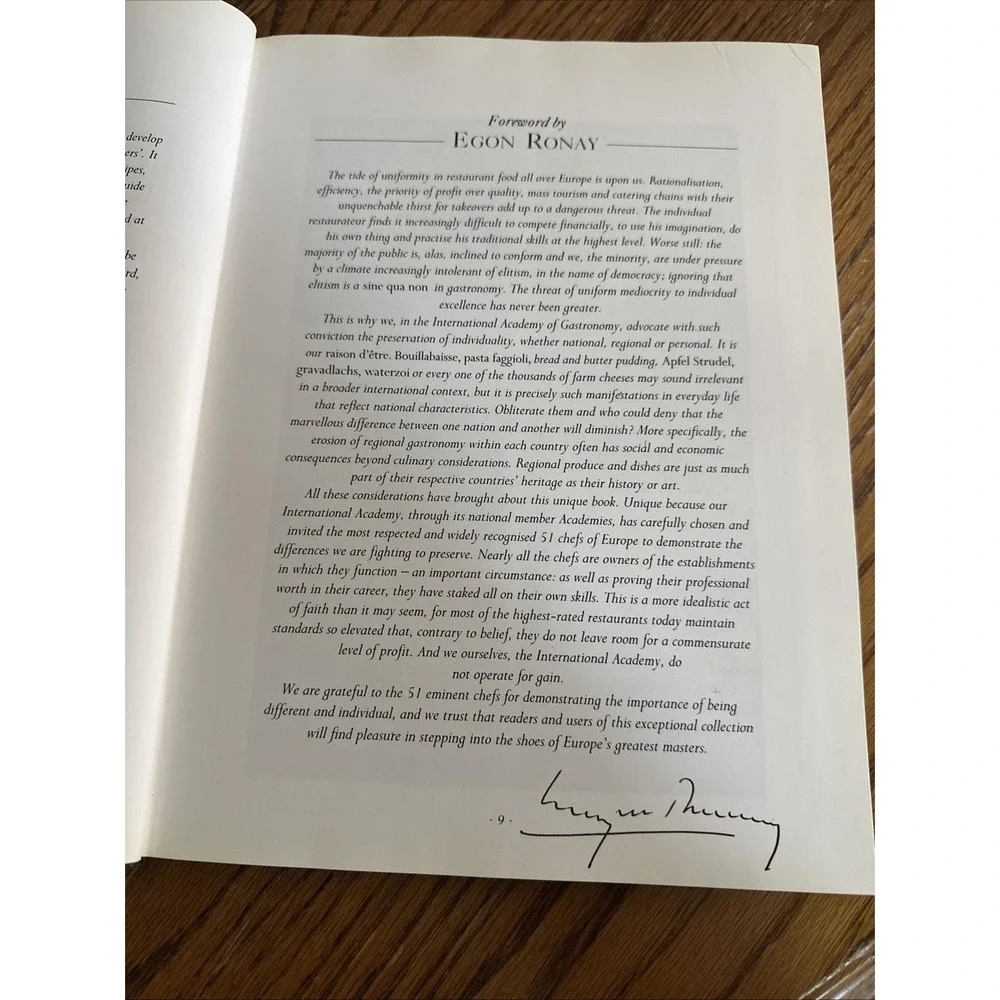 Master Chefs of Europe Cookbook Recipes Europe's Greatest Chefs Signed Vintage‎